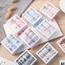 (#03) 10PCS Colorful Washi Tape Adhesive Scrapbooking Sticker Label Masking Paper Stationery