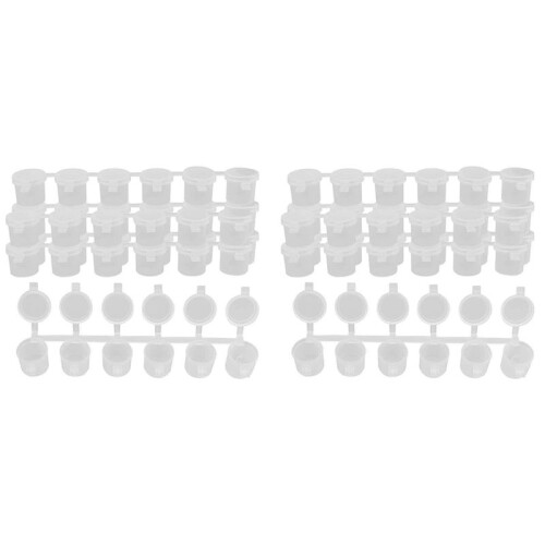 10 Strips 60 Pots Empty Paint Strips Paint Cup Pots, 10Ml/ 0.35Oz  Paint Pot Strips Clear Plastic Storage Containers