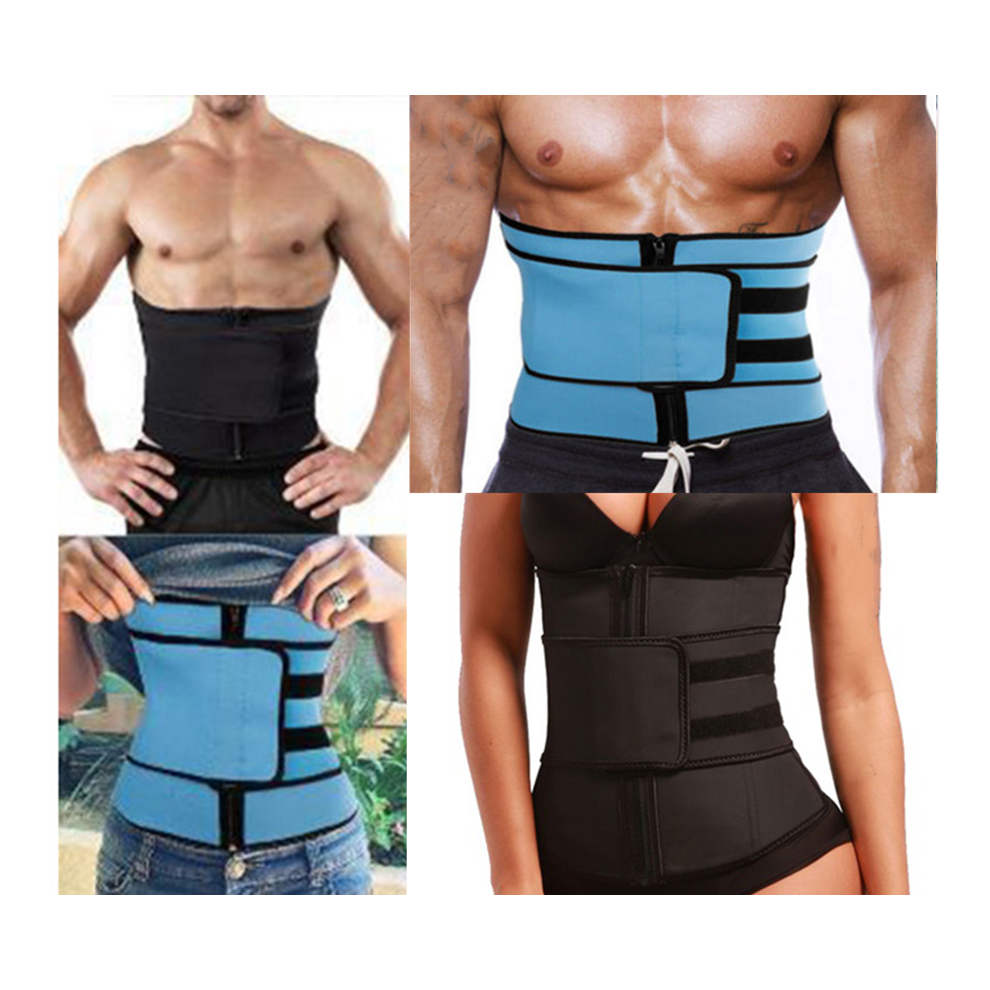 (blue, S) Women Fat Burner Waist Trimmer Belt Weight Loss Workout Slim Wrap Body Shaper