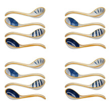 4X Keramik Suppen LöFfel Set Aus Japanischen Suppen LöFfeln mit Langem Griff, Suppen LöFfel für Pho Ramen Nudeln, Wan Tan KnöDel, Reis