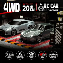 RC Drift Car 1:24 Scale Remote Control Car with LED Light 2.4GHz 20KM/H RC Car Drifting Tires Racing Sport Vehicle Toy A