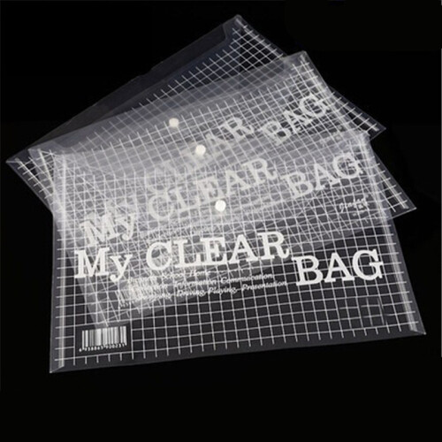 20PCS Snap Button Transparent File Bag A4 Document Folder Office School Supplies 2