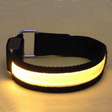(Yellow) Flashing LED Light Glowing Armband Night Running Safety Arm Strap Belt Bracelet