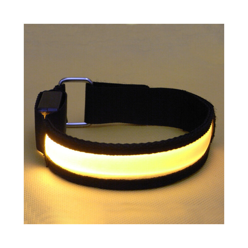 (Yellow) Flashing Led Light Glowing Armband Night Running Safety Arm Strap Belt Bracelet 123643823130