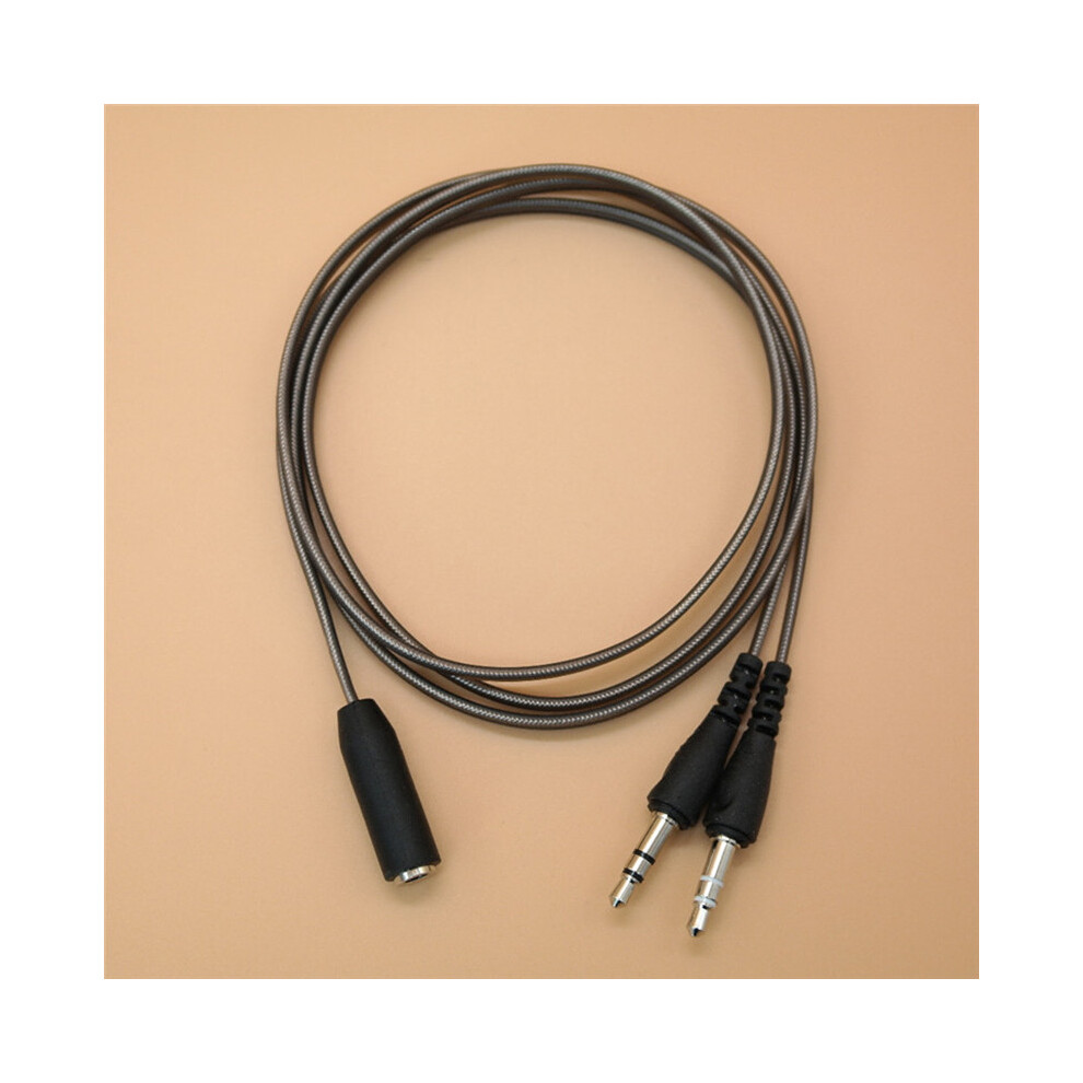 (Gray) 3.5Mm Female To Dual 3.5Mm Male Headphone Computer Audio Adapter Y Splitter Cable Gray 123643814299