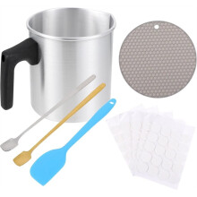 Pot à Cire en Acier Inoxydable 1,8 L, Kit de Fabrication de Bougies DIY avec Bec Verseur pour Loisirs Créatifs, Couleur Aléatoire