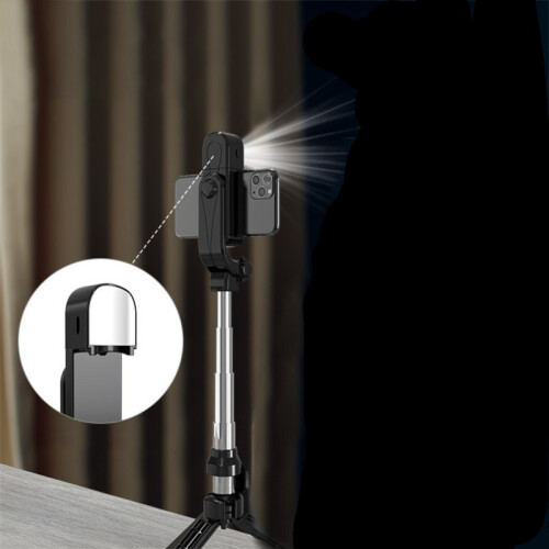 (Black) Bluetooth Remote Control Selfie Stick with Tripod Fill Light Mobile Phone Live Broadcast Multi-Function Bracket 1