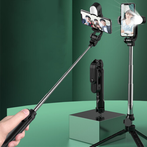 (White) Bluetooth Remote Control Selfie Stick with Tripod Fill Light Mobile Phone Live Broadcast Multi-Function Bracket 2