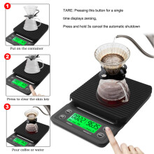 (Red 3kg) Coffee scale electronic scale with timer high precision electronic digital scale