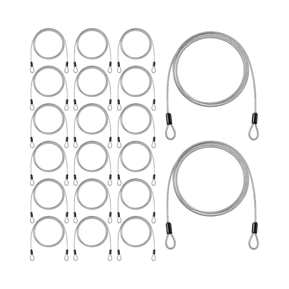 20 Pack Cable Locks, 4.9Ft X 3Mm Steel Security Cable Lock With Double Loops Luggage For U Lock Padlock And Outdoor Use 4712538975571
