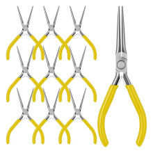 10 Pack  Needle Nose Pliers Bulk, 6 Inch Pliers Set with Extra Long Tips for Jewelry Making, Wire Wrapping