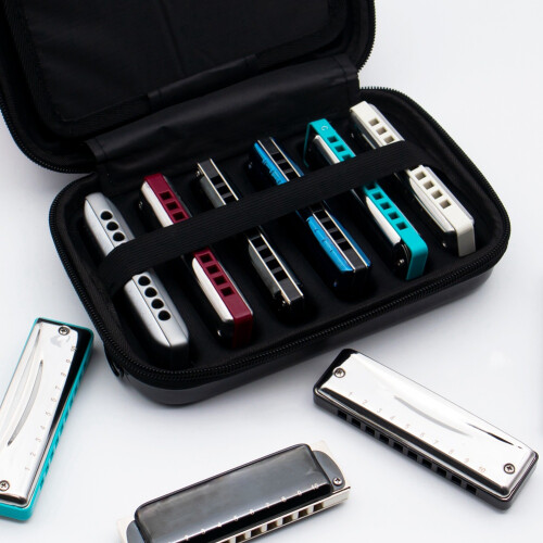10 Holes Harmonica Case, Zippered Pouch for Harmonica Harmonicas Storage Case Can Hold 12 Harmonicas 2