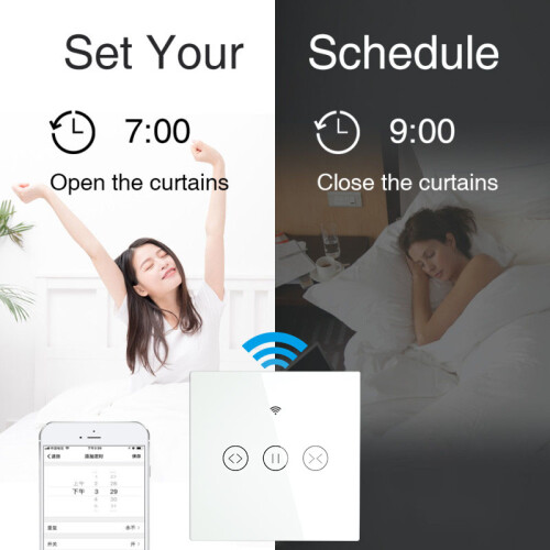 (Switch) RF WiFi Touch Panel Curtain Blinds Roller Shutter Switch Voice Control for Alexa Google Home 1