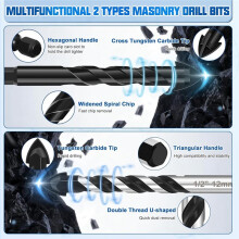 30Pcs Masonry Drill Bit Set,Carbide Drill Bits ,Concrete Drill Bit for Ceramic Glass Porcelain Tile Metal Plastic Wood