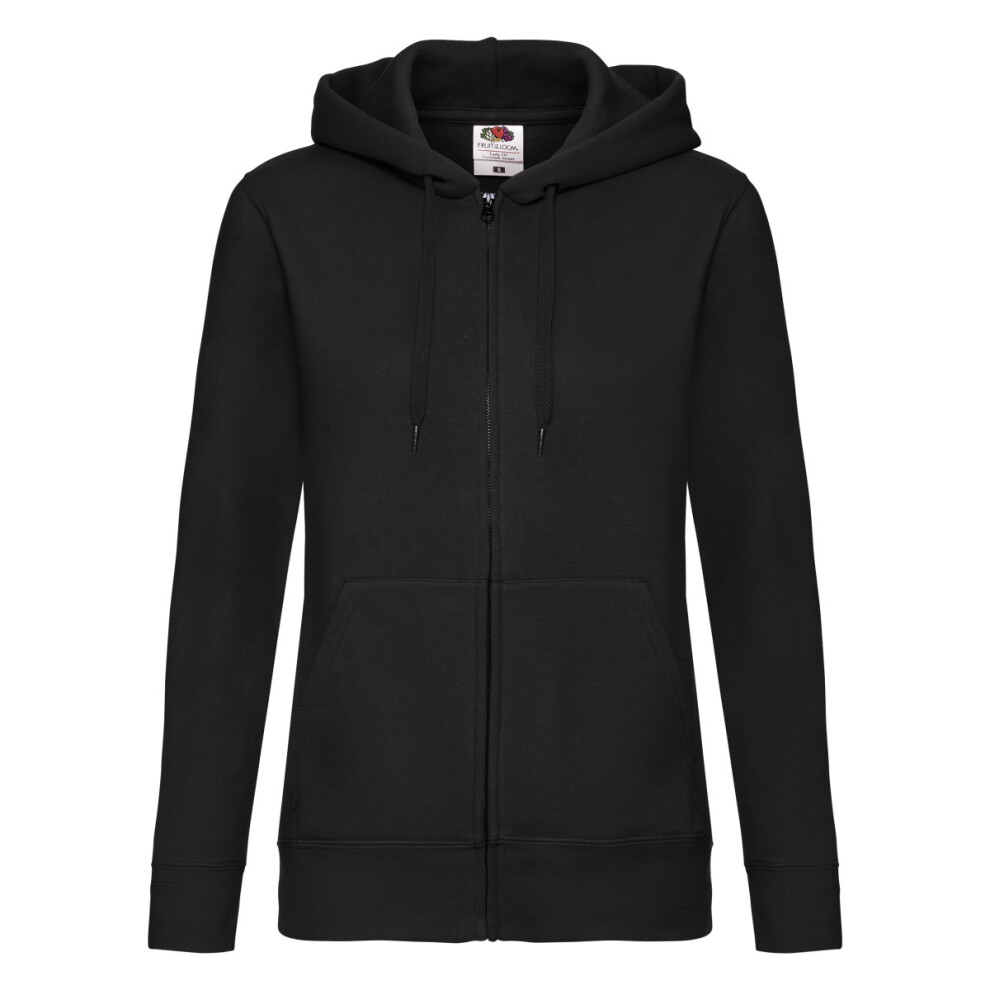 Fruit Of The Loom (16 Uk, Black) Womens/Ladies Premium Lady Fit Full Zip Hoodie