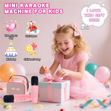 Caixa de Som Portátil com Máquina de Karaokê Sem Fio e 2 Microfones para Cantar em Família