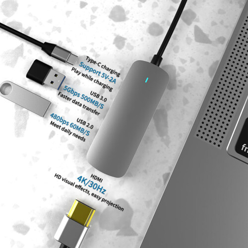 4 in 1 Type-C HUB for Phone Computer USB3.0 USB2.0 HDMI USB-C Power Adapter 1
