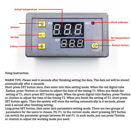 (12V) DC 12V 24V Digital Time Cycle Delay Switch Relay Module ON-Off Control 0-999 Second/Min/Hour LED Display 2