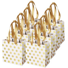 Kleine Geschenk Tüten Mit Band Griffen Gold  Geschenk Tüte Für Geburtstag Hochzeiten Weihnachtsferien Abschluss Baby Dusche (Metall Punkte 8