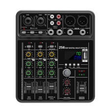 4-Kanal-Audiomixer, 48 V Phantomspeisung, USB-Studio-Soundmixer, -DJ-Konsole, Mixing für Karaoke