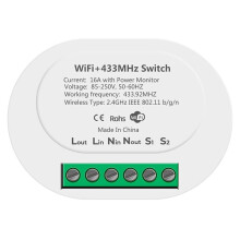 RF433 WiFi Interruptor Inteligente Tuya 16A Interruptor de Luz MiniHome Disjuntor Relé com Monitor de Energia  Life APP Voz para Alexa,A
