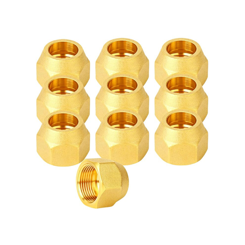 10Pcs Sae 45 Degree Flare Tube Fitting, 1/4" Flare Nut Air Conditioning Copper Pipe Extension Butt Copper Tube Fitting 4714218481846
