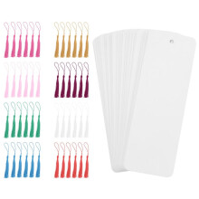48 Pcs Paper Bookmarks Blank Cardstock Book Marks with Colorful Tassels for DIY Gifts Tags Make Your Own Bookmark