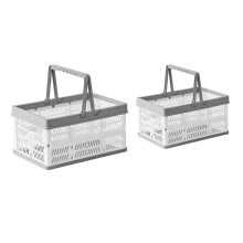 2 Stuks Kunststof Opvouwbare Opbergkratten met Handgrepen, Stapelbare Opvouwbare Winkelmandjes, Opbergbakken voor Nutscontainers
