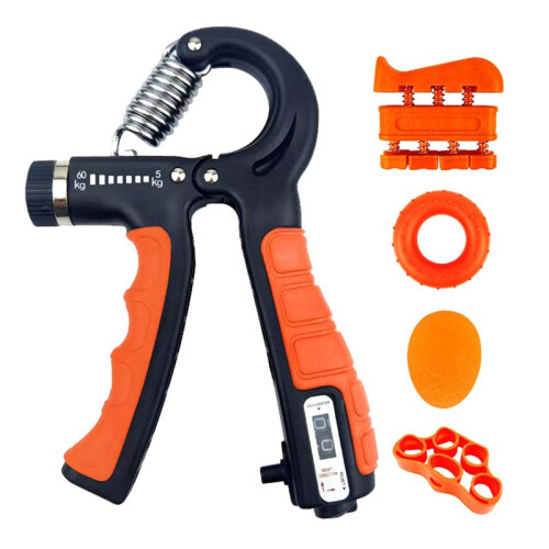 5Pack Grip Strength Trainer Kit Adjustable Count Hand Grip Set with Finger Exerciser Hand Extension Exerciser Orange
