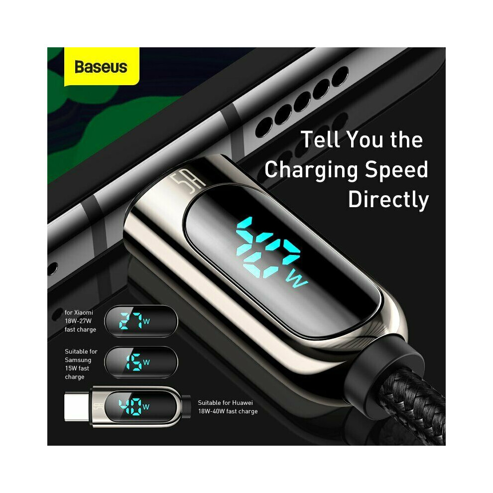 (2M ) Baseus 5A Usb To Type-C Charger Cable Fast Charging Led Voltage Display Data Cord Green 110691345882
