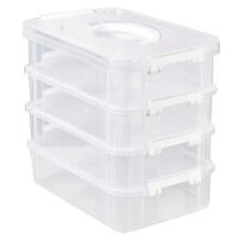 Boîte de Rangement Empilable Extra Large à 4 Niveaux avec Couvercle, en Plastique Transparent, pour Jouets et Blocs de Construction