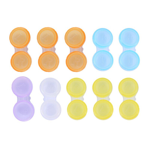 10 x Contact Lens Cases - Colour Coded L and R Soaking Storage Cases, Random Color (Multicolor)