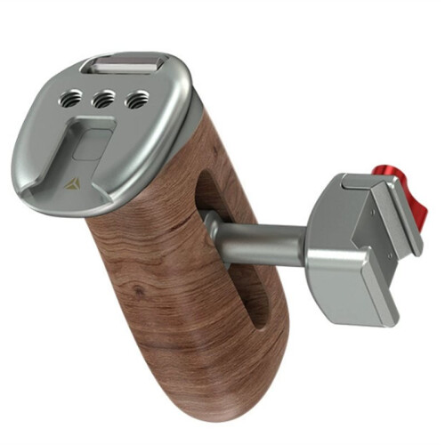 Universal Quick Release Side Handle Grip Wooden Handle with 1/4"Thread Holes Cold Shoe for DSLR Camera Camera Cage B