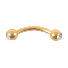 Clear Gemma Curve Bent Barbell Segreto Anelli Gioielli Piercing Per Il Corpo Misura: 16 Gauge X 5/16 pollice(8Mm)