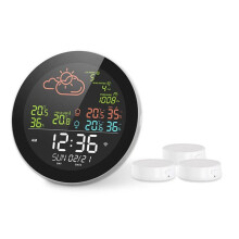 Horloge Météo WiFi Tuya Station Météo Thermomètre Intelligent Sans Fil Hygromètre Compteur à Distance Réveil Prise UE