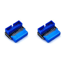 2X Adaptateur D'En-Tête USB USB3.2 GEN1 19Pin/20Pin Prise 90 Degrés Convertisseur de Coude de Direction Bricolage Carte Mère de Bureau A