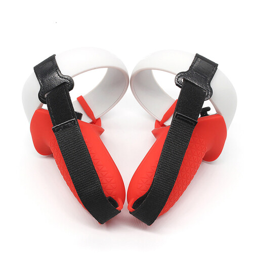 (Black) Silicone Protective Case with Non-Slip Handle and Straps for Oculus Quest 2 VR Controller 2