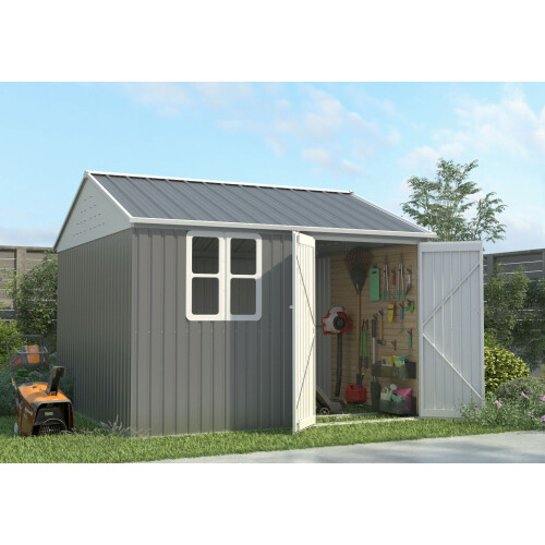 Birchtree BIRCHTREE Garden Shed With Window 10X10FT Grey