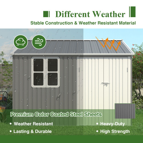 Birchtree BIRCHTREE Garden Shed With Window 10X10FT Grey 2