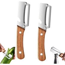 Gemüseschäler, Multifunktionaler Gemüseschäler, Sparschäler Mit Holzgriff, Zero Snag Holzschäler, Kartoffelschäler, 2 Stück