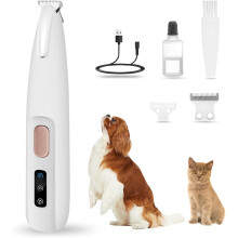 Superleise/Wiederaufladbarer Pfotentrimmer, für Haustiere mit LED-Licht, Wasserdichter, Kabellos Haustier Rasierer, Hundeschermaschine