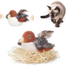 (A) Katzenspielzeug, Flatternder Vogel, realistischer Sandläufer mit Zwitscherlaut, wiederaufladbares, berührungsaktiviertes interaktives Spielzeug
