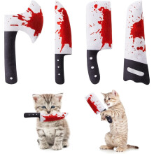 Katzenspielzeug Set, 4 Stück Horror Messerförmige Katzenminze Kissen, Knisterspielzeug für Katzenbeschäftigung, Interaktiv für Alle Katzenrassen