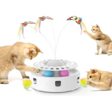 3 in 1 Interaktives Elektrisches Katzenspielzeug, Automatisches Federspiel, Flatternder Schmetterling&Katzenballbahn