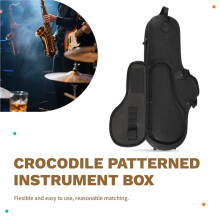 Water-Resistant PU Crocodile Pattern Alto Saxophone Bag Box Sax Soft Case with Adjustable Shoulder Strap-Black Color