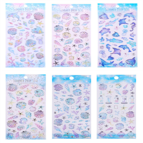 Sea Creature Embossed Sticker Waterproof Adhesive PVC-03 1