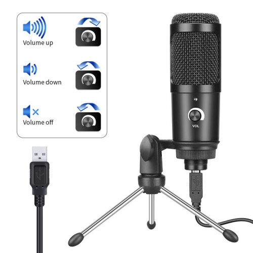 USB Condenser Microphone with Tripod Stand Home Studio Recording Mic for Computer Desktop 1