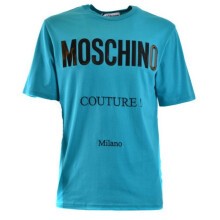 (S, Teal) Moschino Mens Couture Gloss Logo T-Shirt