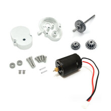 MetallväXellåDa med 370 Motor- och StåLväXel för WPL D12 D42 1/10 RC Biluppgraderingsdelar TillbehöR, Silver