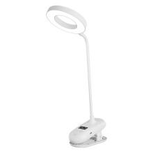 Klämma LED-Bordslampa Ögonskydd Studie med Klocka Studentsovsal Skrivbordslampa Sovrumslampa